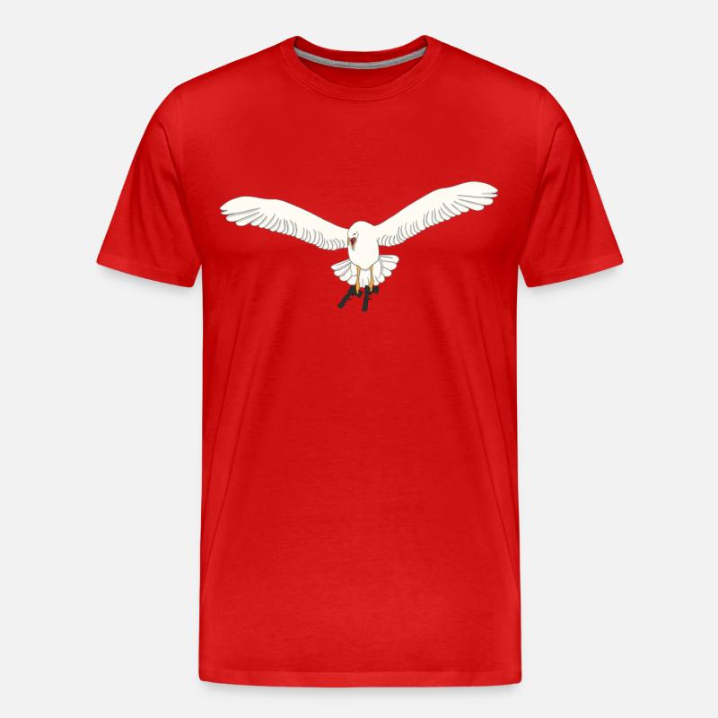 Möwe mit Pistolen - Männer Premium Bio T-Shirt - Rot