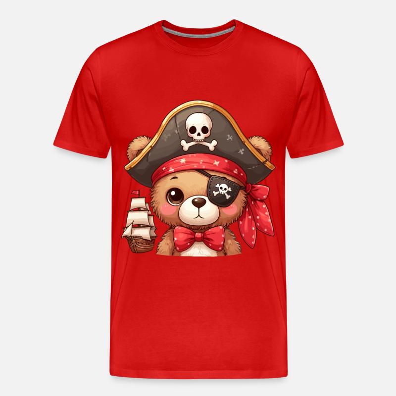 PiratenTeddy - Männer Premium Bio T-Shirt - Rot