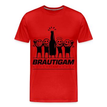 Team Bräutigam Polterhochzeit - Männer Premium Bio T-Shirt - Rot - Vorne - Damien (186cm)