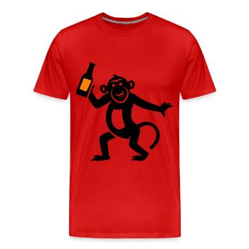 Affe Bier Witzig - Männer Premium Bio T-Shirt - Rot - Vorne - Damien (186cm)