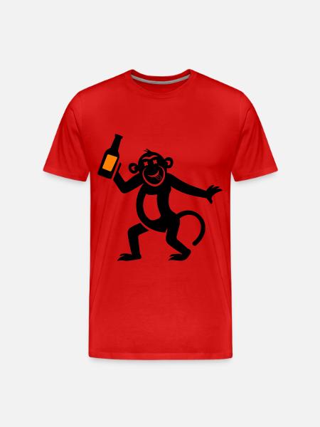 Monkey Beer Funny - Men's Premium Organic T-Shirt - red
