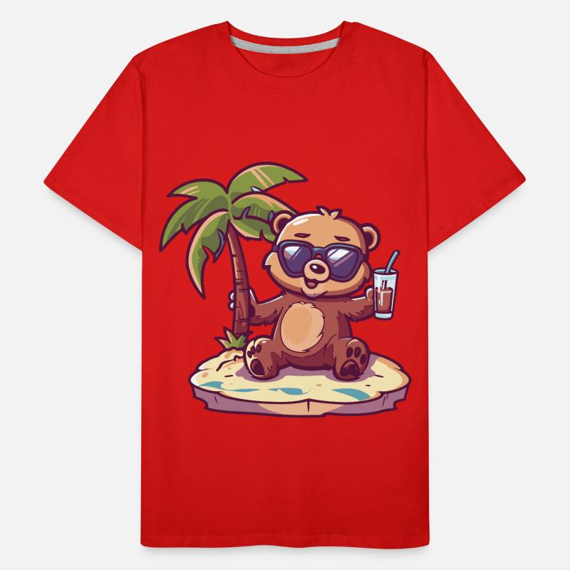 Bär Sommer Strand Comic Männer Premium Bio T-Shirt