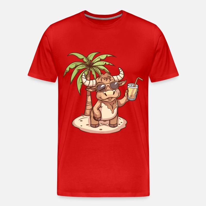 Stier Sommer Strand Comic - Männer Premium Bio T-Shirt - Rot