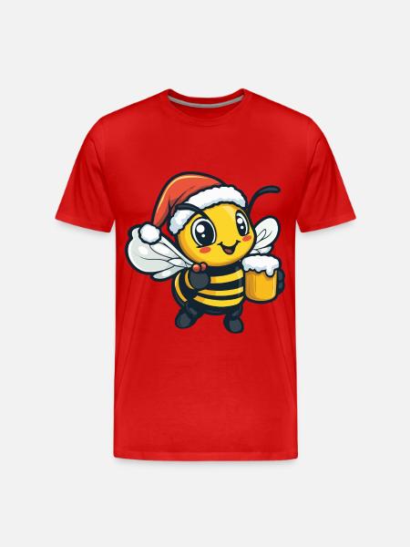 Bee Beer Xmas Christmas - Men's Premium Organic T-Shirt - red