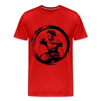 Karate Woman - Men's Premium Organic T-Shirt - red - Front - Damien (186cm)