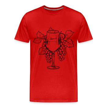 Verre à vin Raisins Vin - T-shirt bio Premium Homme - rouge - Devant - Damien (186cm)