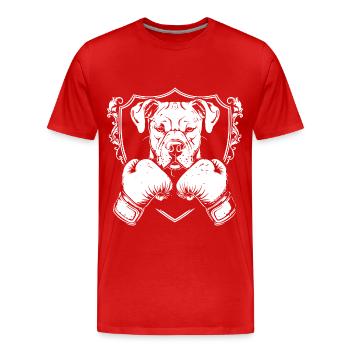 Chien Boxer Combattant - T-shirt bio Premium Homme - rouge - Devant - Damien (186cm)