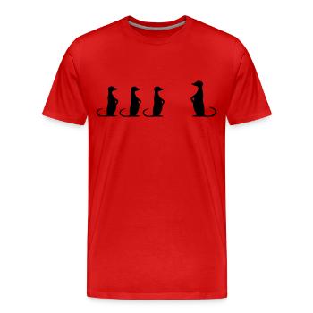 Erdmännchen - Männer Premium Bio T-Shirt - Rot - Vorne - Damien (186cm)