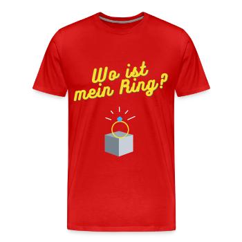 Wo ist mein Ring? - Männer Premium Bio T-Shirt - Rot - Vorne - Damien (186cm)