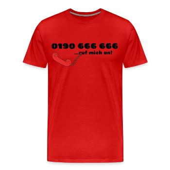 0190 Telefonnummer Fun Shirt - lustiger Humor - Männer Premium Bio T-Shirt - Rot - Vorne - Damien (186cm)