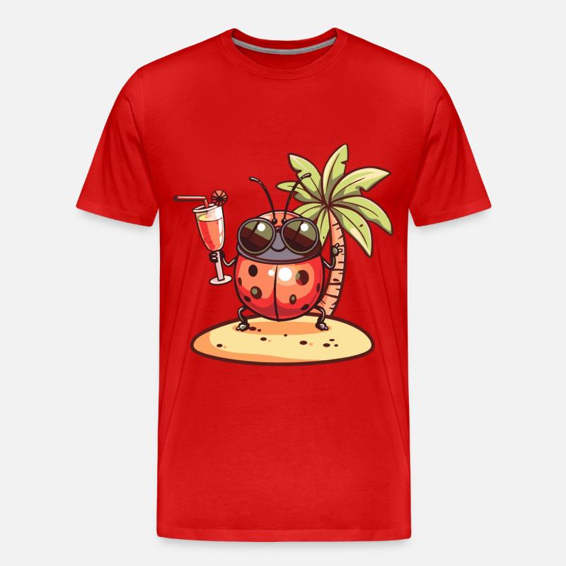 Marienkäfer Sommer Strand Comic - Männer Premium Bio T-Shirt - Rot