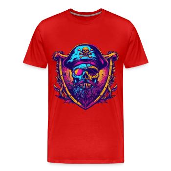 Pirate Skull - Men's Premium Organic T-Shirt - red - Front - Damien (186cm)