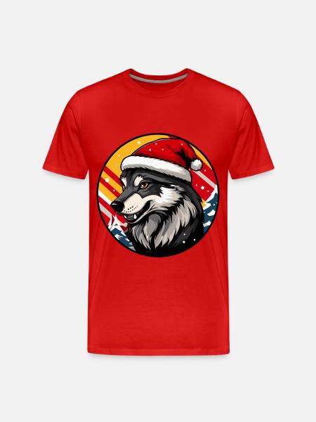 Wolf Weihnachten Christmas - Men's Premium Organic T-Shirt - red