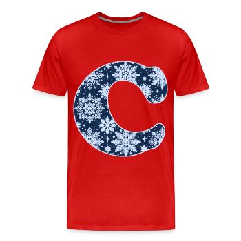 Buchstabe C Schneeflocken - Männer Premium Bio T-Shirt - Rot - Vorne - Damien (186cm)