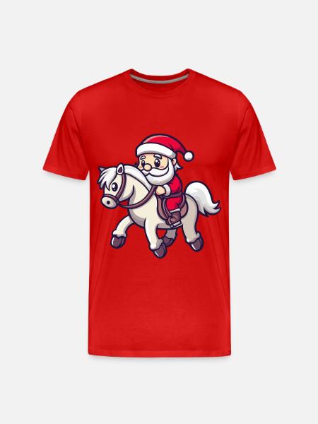 Horse Santa Claus - Men's Premium Organic T-Shirt - red