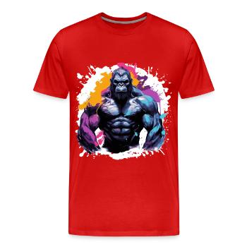 Gorilla Bodybuilding Beast - Männer Premium Bio T-Shirt - Rot - Vorne - Damien (186cm)