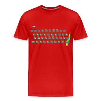 ZX81 (Zed-Ex) spectre clavier - T-shirt bio Premium Homme - rouge - Devant - Damien (186cm)