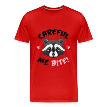 Waschbär - Vorsicht ich beiße - Männer Premium Bio T-Shirt - Rot - Vorne - Damien (186cm)