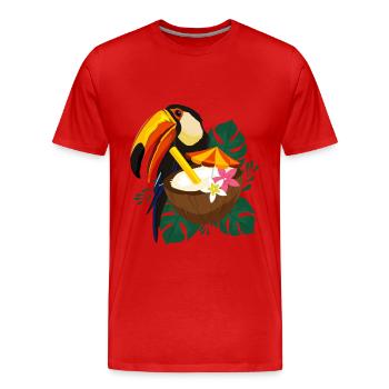 Toucan Summer - poster - Men's Premium Organic T-Shirt - red - Front - Damien (186cm)