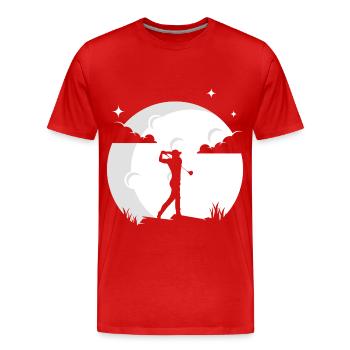 Golf Mond Golfer Golfer Golf - Männer Premium Bio T-Shirt - Rot - Vorne - Damien (186cm)