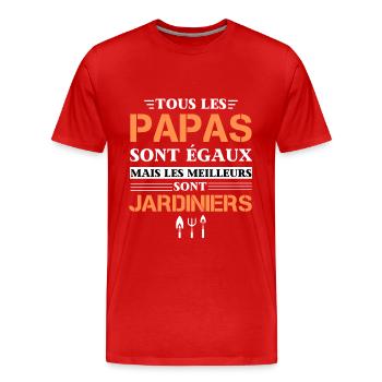 Humour Papa Jardinier Cadeau Fete des Peres - T-shirt bio Premium Homme - rouge - Devant - Damien (186cm)