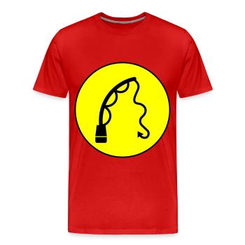 Icône de pêche à la canne à pêche - T-shirt bio Premium Homme - rouge - Devant - Damien (186cm)