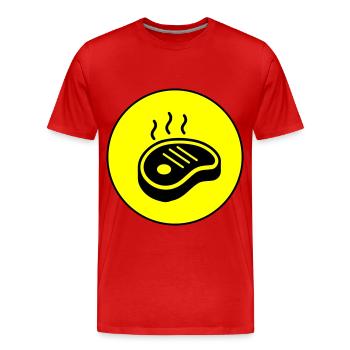 Cercle d’icônes de steak - T-shirt bio Premium Homme - rouge - Devant - Damien (186cm)