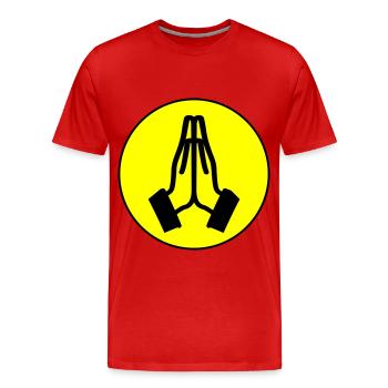 Cercle des mains de prière - T-shirt bio Premium Homme - rouge - Devant - Damien (186cm)
