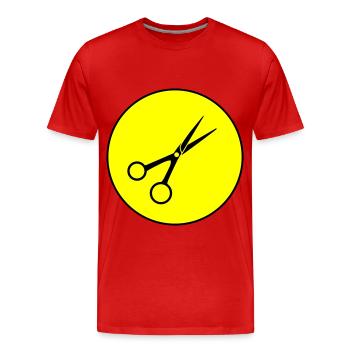 Cercle de barbier aux ciseaux - T-shirt bio Premium Homme - rouge - Devant - Damien (186cm)