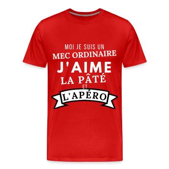 humour j'aime le pâté et l'apéro citation drôle - T-shirt bio Premium Homme - rouge - Devant - Damien (186cm)