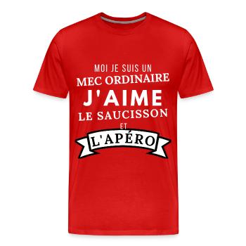 humour saucisson et apéro citation drôle - T-shirt bio Premium Homme - rouge - Devant - Damien (186cm)