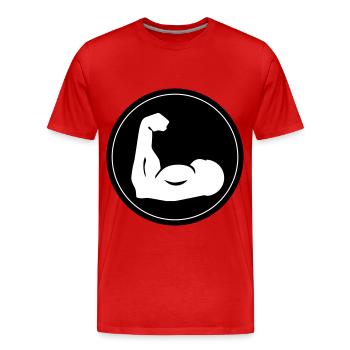 Icône d’haltère musculaire - T-shirt bio Premium Homme - rouge - Devant - Damien (186cm)