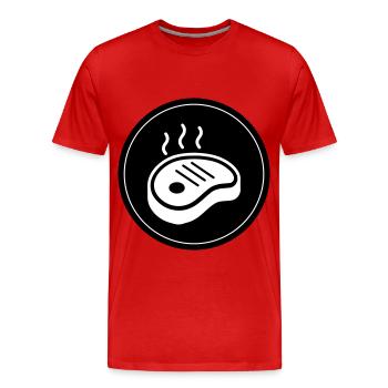 Cercle d’icônes de steak - T-shirt bio Premium Homme - rouge - Devant - Damien (186cm)