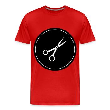 Schere Barber Kreis - Männer Premium Bio T-Shirt - Rot - Vorne - Damien (186cm)