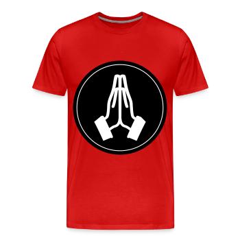 Cercle des mains de prière - T-shirt bio Premium Homme - rouge - Devant - Damien (186cm)