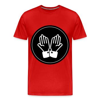 Cercle de prière des mains - T-shirt bio Premium Homme - rouge - Devant - Damien (186cm)