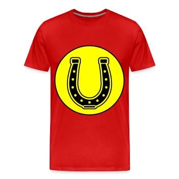 Hufeisen Symbol - Männer Premium Bio T-Shirt - Rot - Vorne - Damien (186cm)
