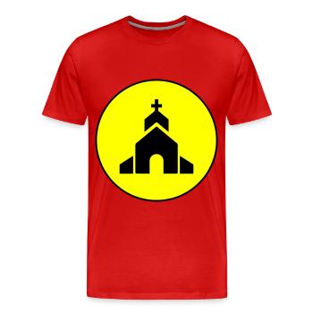 Foi de l’Église - T-shirt bio Premium Homme - rouge - Devant - Damien (186cm)