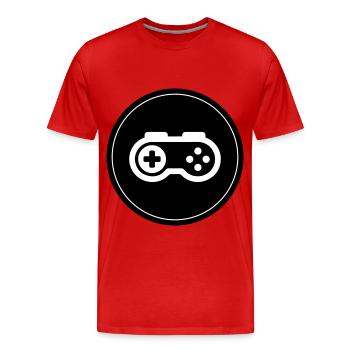 Gamepad Symbol Gamer Kreis - Männer Premium Bio T-Shirt - Rot - Vorne - Damien (186cm)