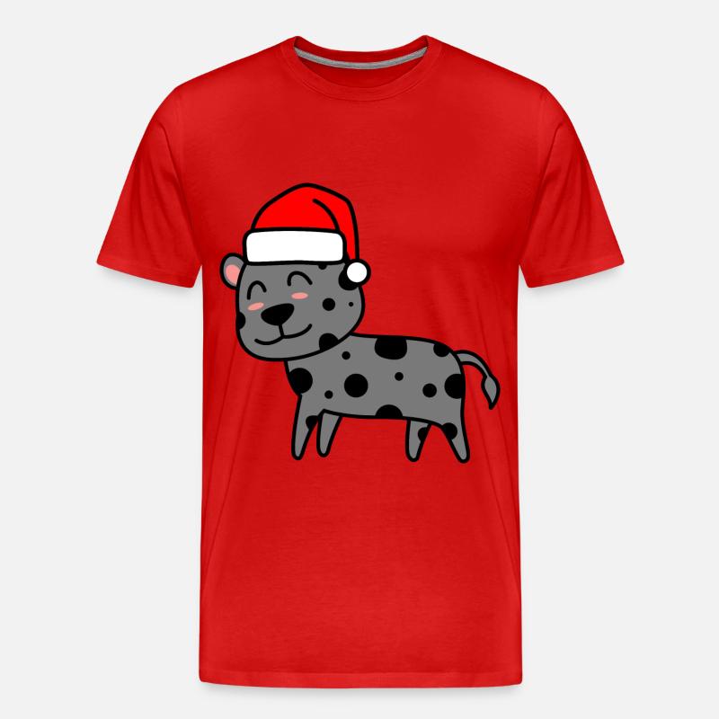 Leopard Comic Weihnachten Xmas - Männer Premium Bio T-Shirt - Rot