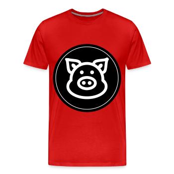 Pig Animal - Men's Premium Organic T-Shirt - red - Front - Damien (186cm)