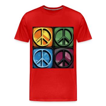 Symboles de paix colorés - T-shirt bio Premium Homme - rouge - Devant - Damien (186cm)