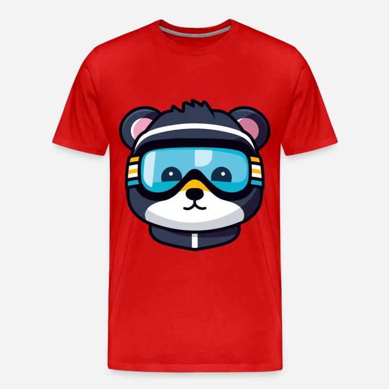 Ski Bär Comic - Männer Premium Bio T-Shirt - Rot