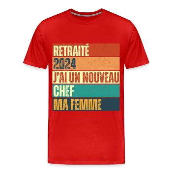 Retraité 2024 humour retraite cadeau pour retraité - T-shirt bio Premium Homme - rouge - Devant - Damien (186cm)