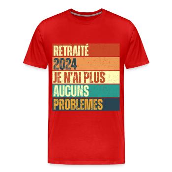 Retraité 2024 humour retraite cadeau pour retraité - T-shirt bio Premium Homme - rouge - Devant - Damien (186cm)