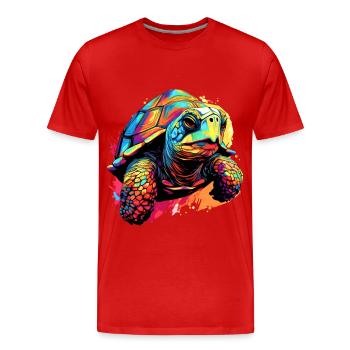Éclaboussures colorées de tortue d’éclaboussures de peinture - T-shirt bio Premium Homme - rouge - Devant - Damien (186cm)