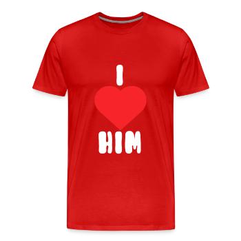 Je l’aime - T-shirt bio Premium Homme - rouge - Devant - Damien (186cm)