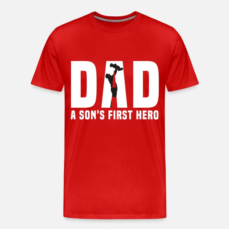dad son hero - Männer Premium Bio T-Shirt - Rot