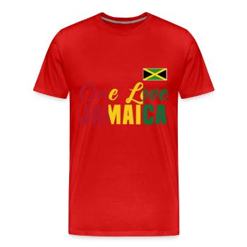 one love jamaica - Männer Premium Bio T-Shirt - Rot - Vorne - Damien (186cm)