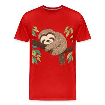 Cute Sloth - Men's Premium Organic T-Shirt - red - Front - Damien (186cm)